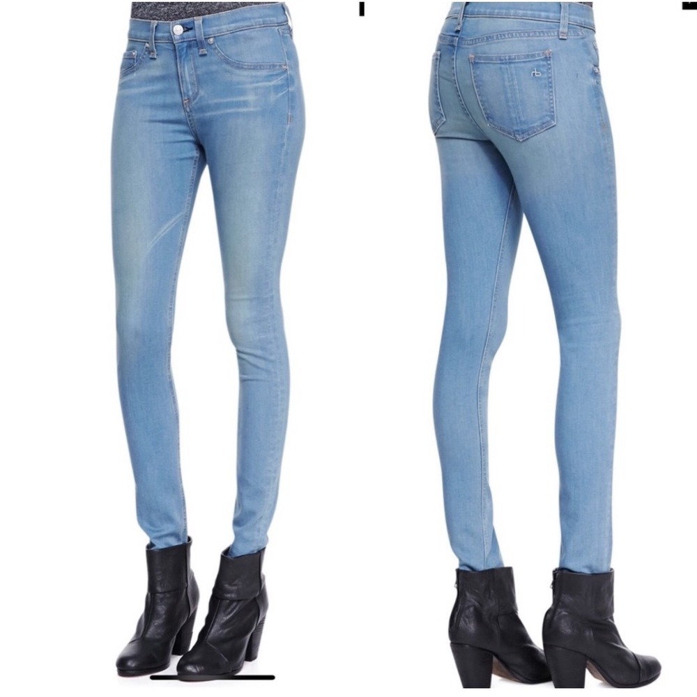 Rag & Bone High Rise Skinny Jeans Calvary Light Wash Blue Denim 27